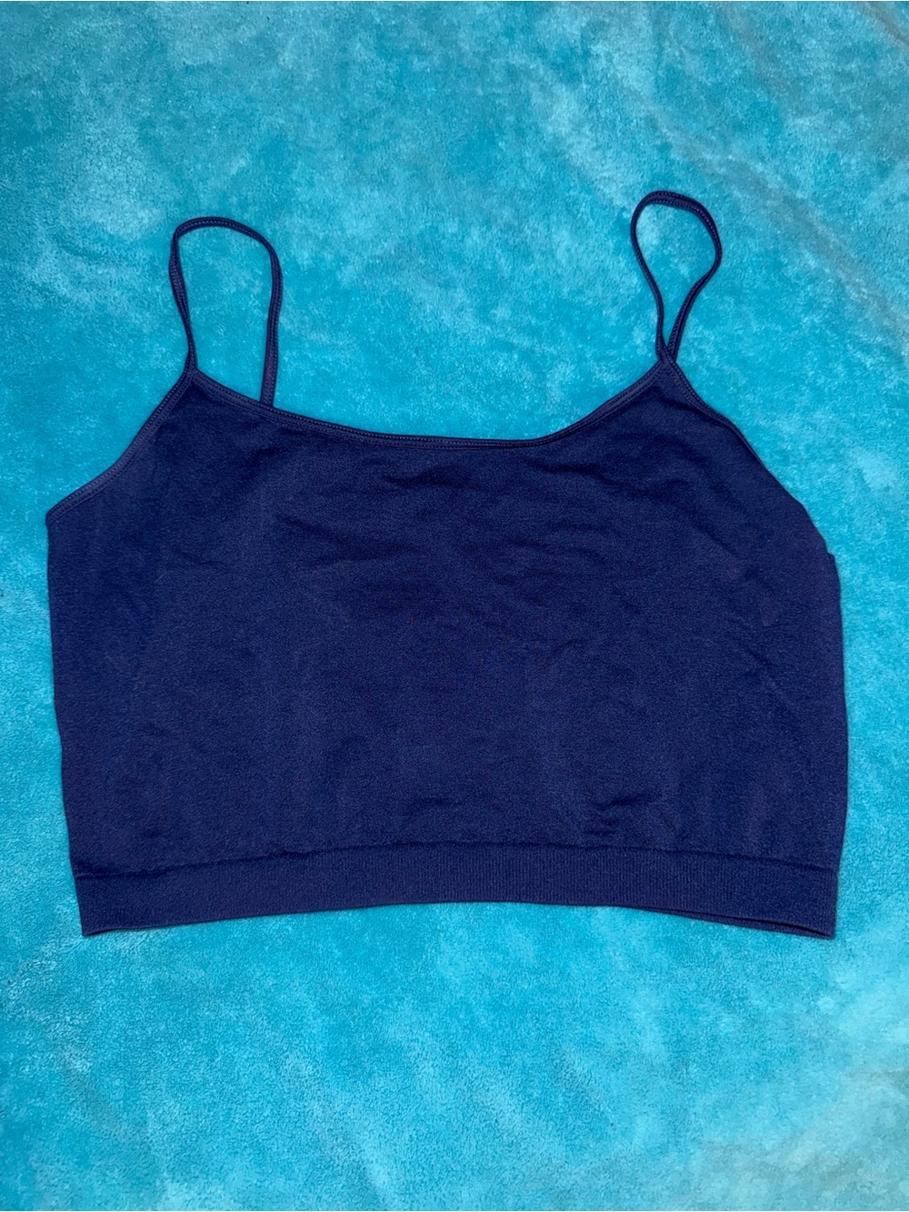 Navy Blue Women's Seamless Cami Crop Top